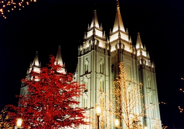 This photo of the the spires of the Mormon Tabernacle in Salt Lake City, Utah illuminated at night was taken by photographer Benjamin Earwicker of Boise, Idaho.